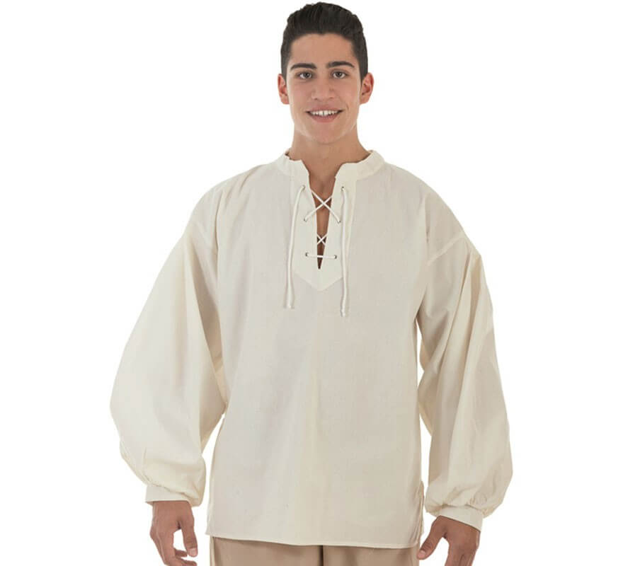 Translation missing: en.Camisa Medieval Beige para hombre