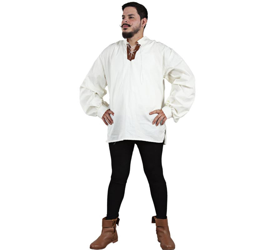 Translation missing: en.Camisa Medieval de Tabernero blanca para hombre