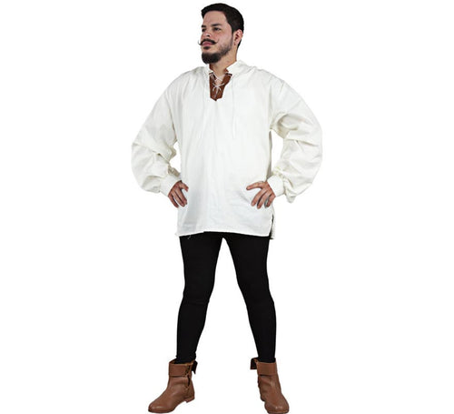 Camisa Medieval de Tabernero blanca para hombre