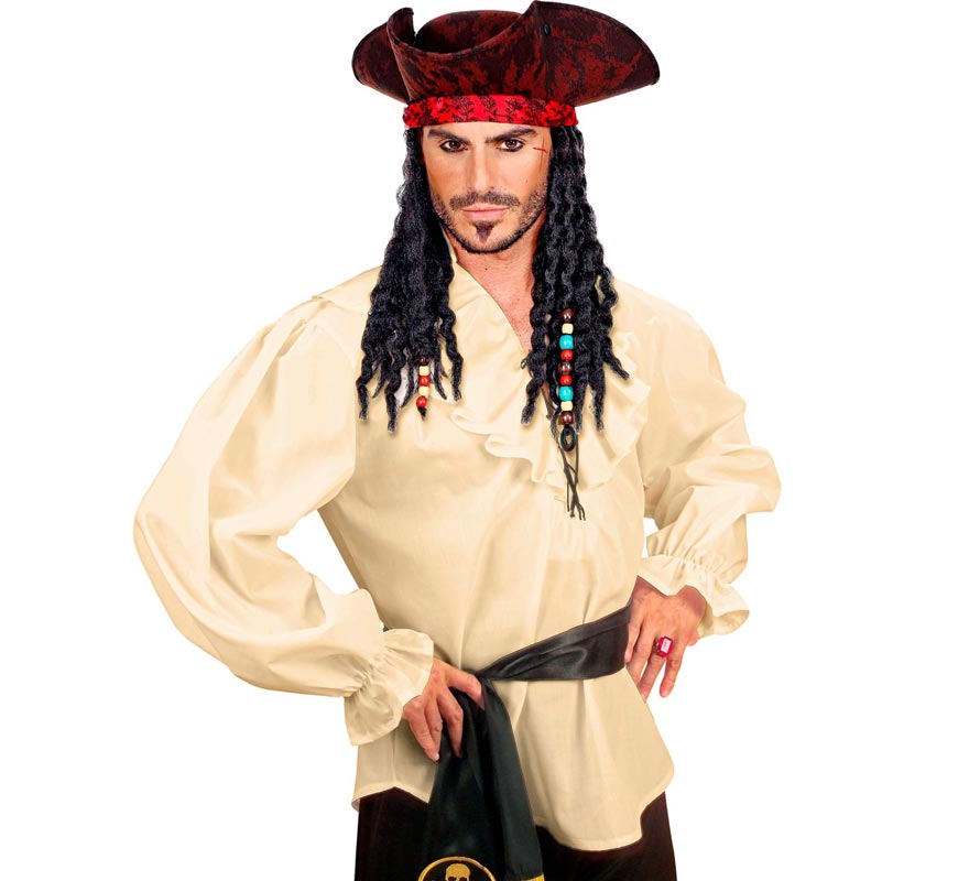 Camisa Medieval Renacentista beige para hombre