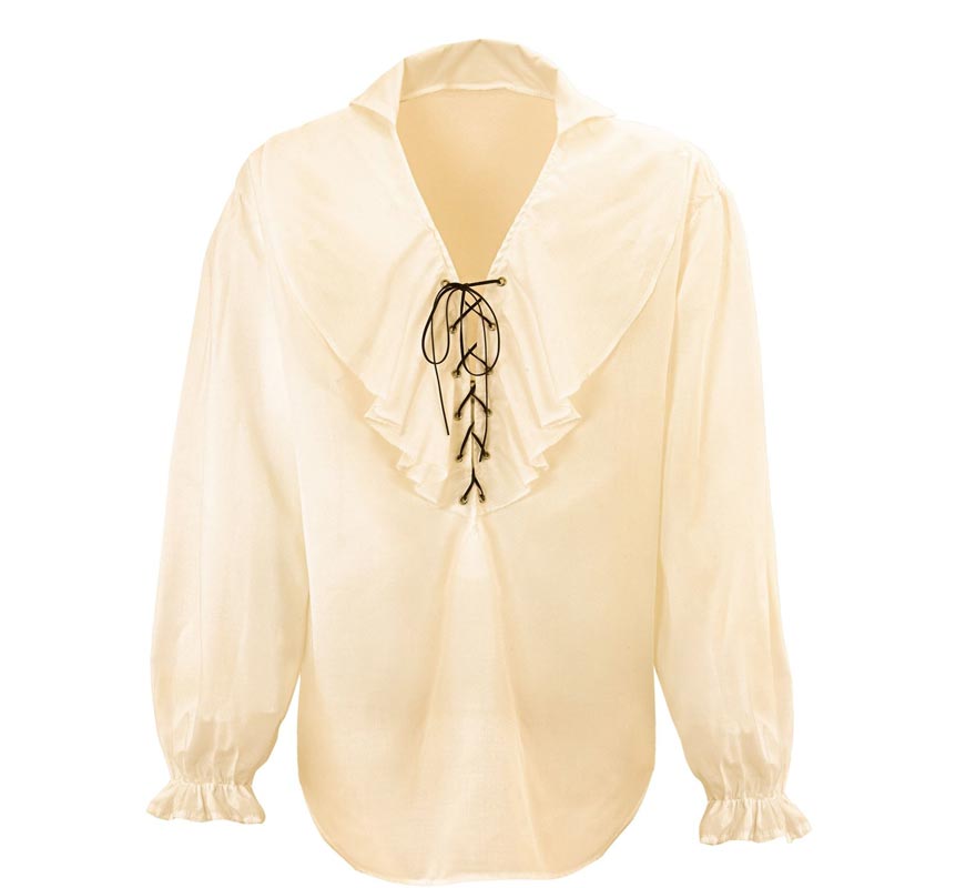Camisa Medieval Renacentista beige para hombre