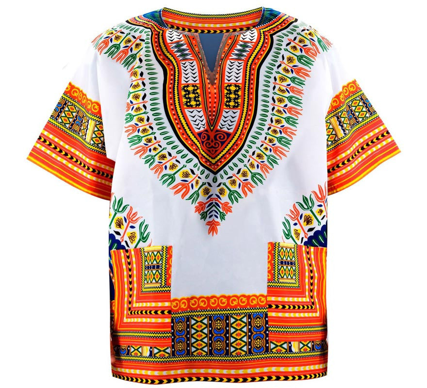 Camisa o Dashiki Africana naranja para hombre