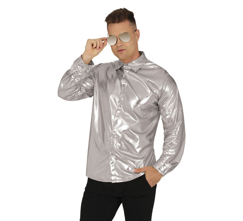 Camisa plateada brillante adulto