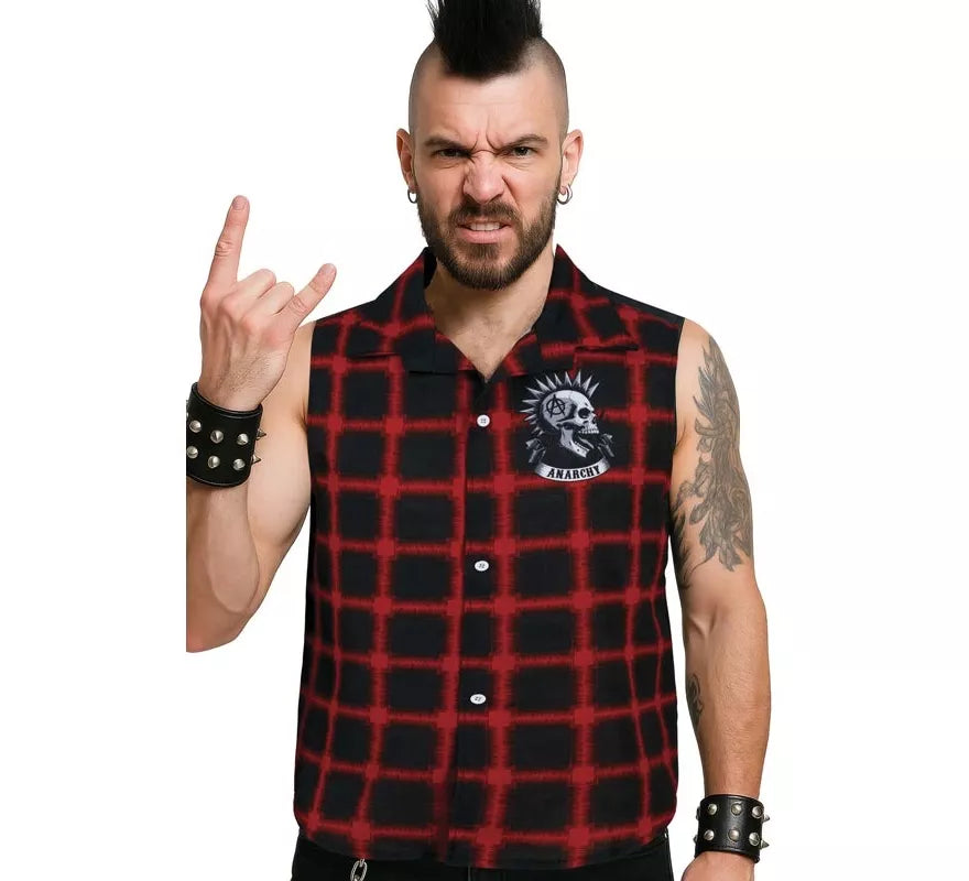Camisa Punk a cuadros para hombre