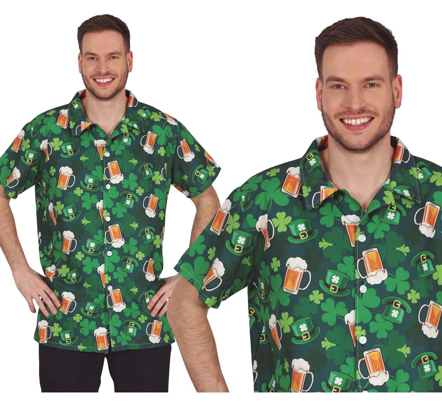 Camisa San Patricio cerveza y trébol adulto