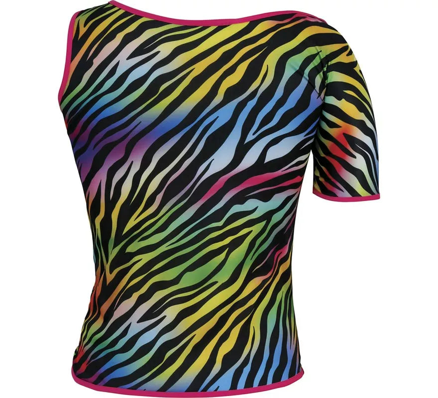 Translation missing: en.Camiseta Cebra multicolor Años 80 para mujer