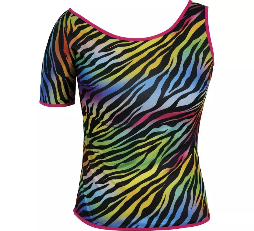 Camiseta Cebra multicolor Años 80 para mujer