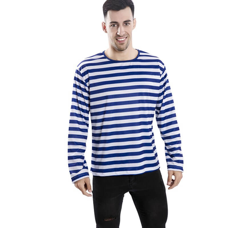 Camiseta con rayas azules y blancas para adultos