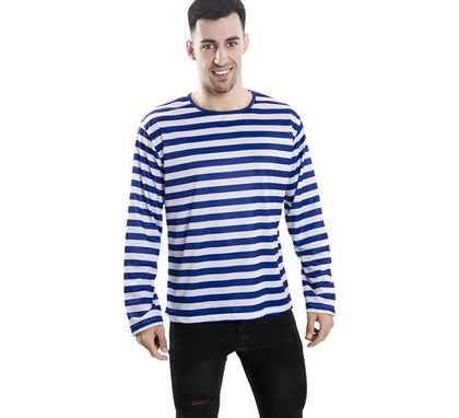 Camiseta con rayas azules y blancas para adultos