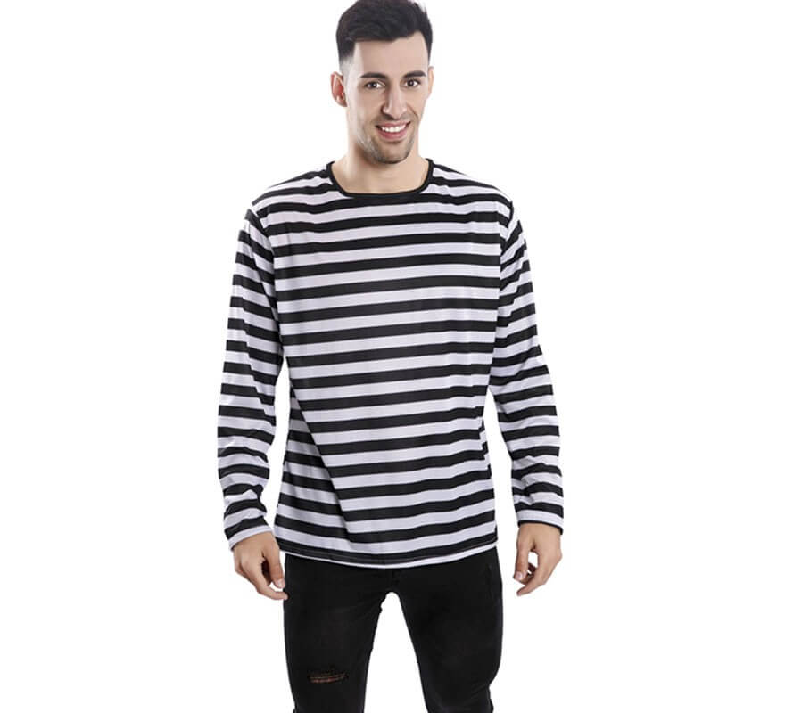 Translation missing: en.Camiseta con rayas negras y blancas para adultos