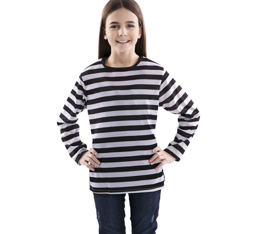Translation missing: en.Camiseta con rayas negras y blancas para niños