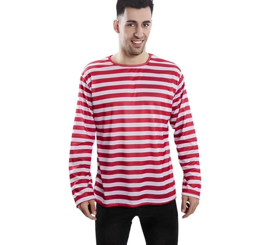 Translation missing: en.Camiseta con rayas rojas y blancas para adultos