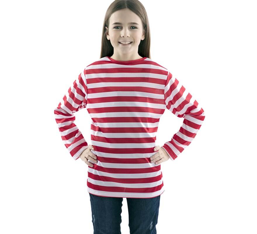 Translation missing: en.Camiseta con rayas rojas y blancas para niños