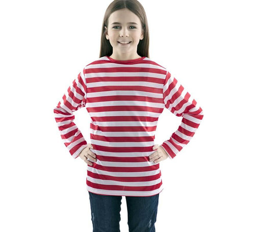Camiseta con rayas rojas y blancas para niños