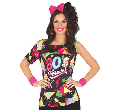 Camiseta de los años 80 multicolor adulto