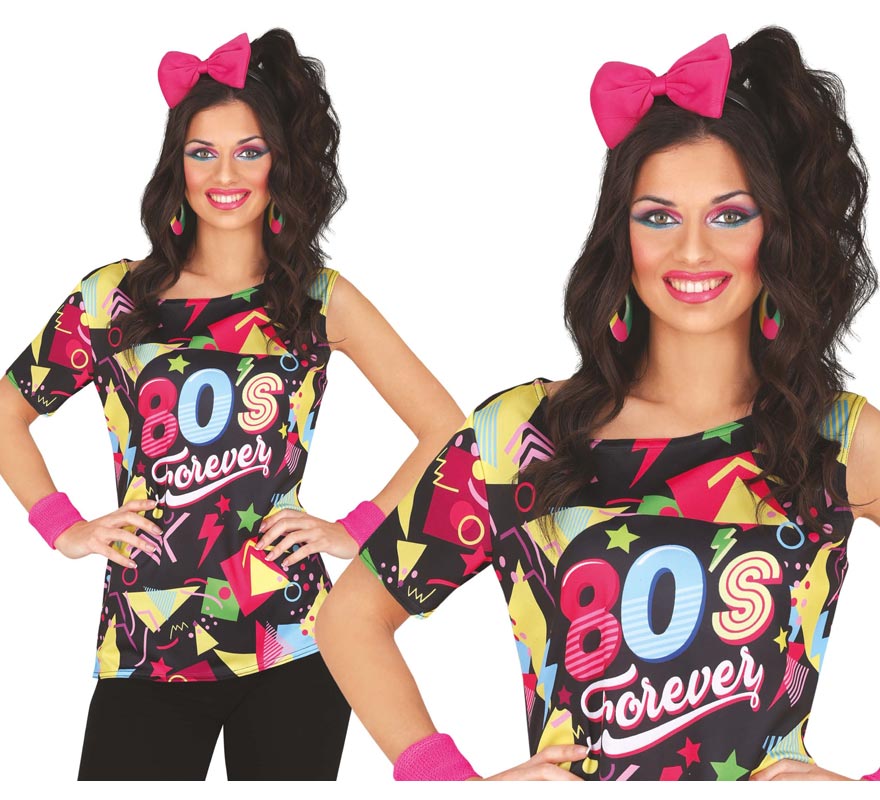 Camiseta de los años 80 multicolor adulto