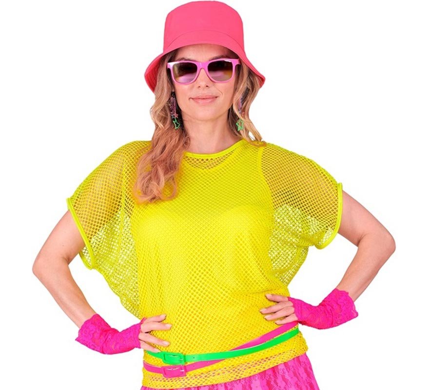 Camiseta de Malla amarilla neón para mujer
