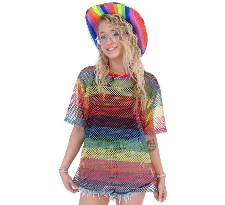 Camiseta de Malla arcoíris unisex adulto
