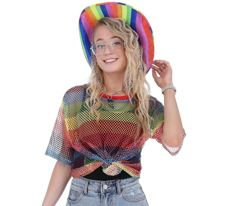 Camiseta de Malla arcoíris unisex adulto