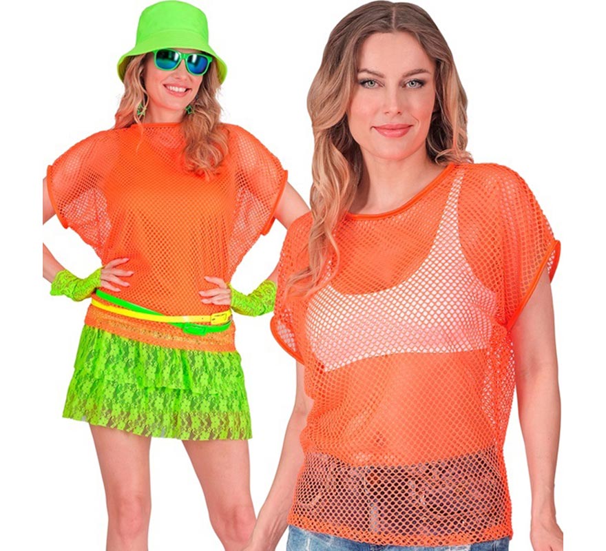 Translation missing: en.Camiseta de Malla naranja neón para mujer