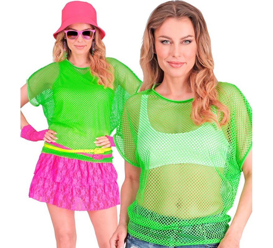 Camiseta de Malla verde neón para mujer