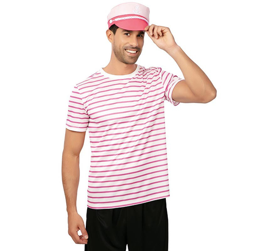 Translation missing: en.Camiseta de Marinero a rayas rosa adulto