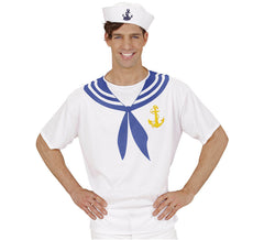 T-shirt marinaio bianca con ancora per uomo