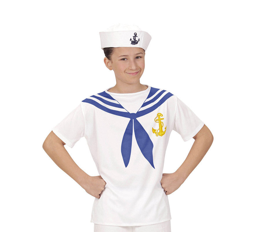 Translation missing: en.Camiseta de Marinero Blanco con Ancla para infantil