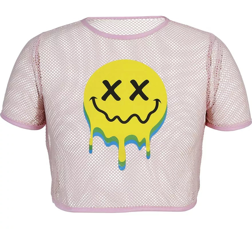 Translation missing: en.Camiseta de Rejilla Acid Smile rosa para mujer