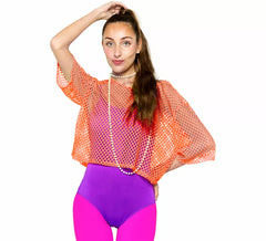 Women's Orange 80s Mesh T-Shirt