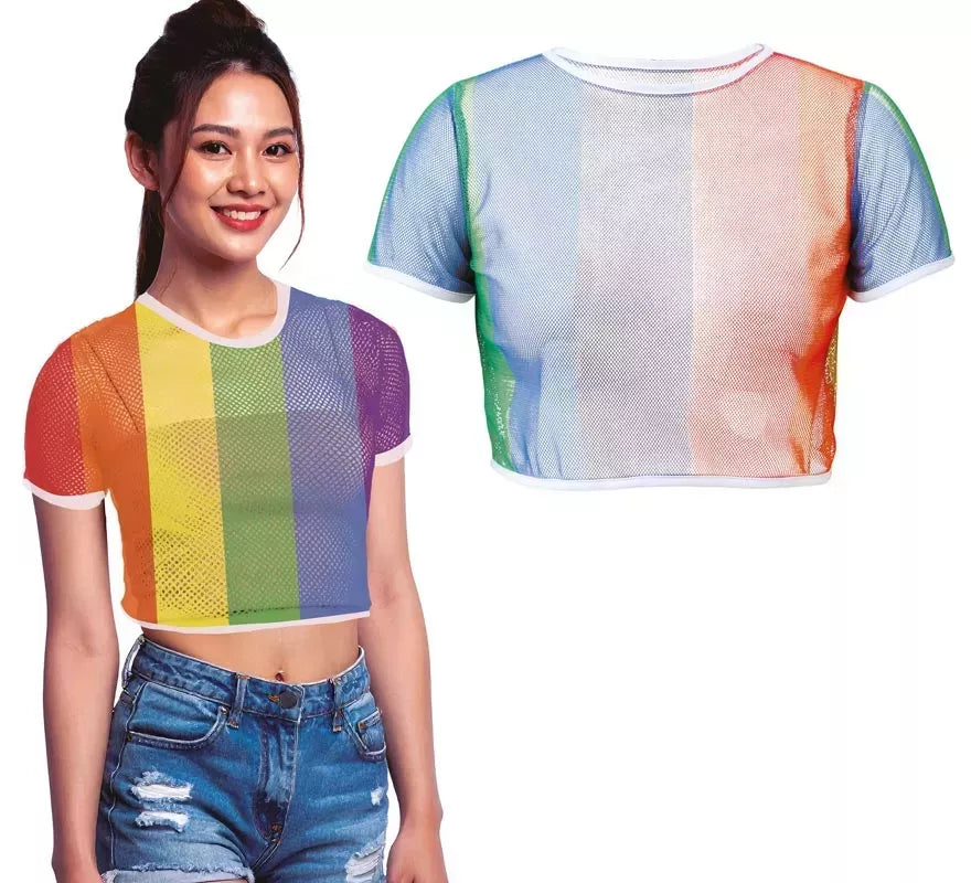 Camiseta de Rejilla Arcoíris para mujer