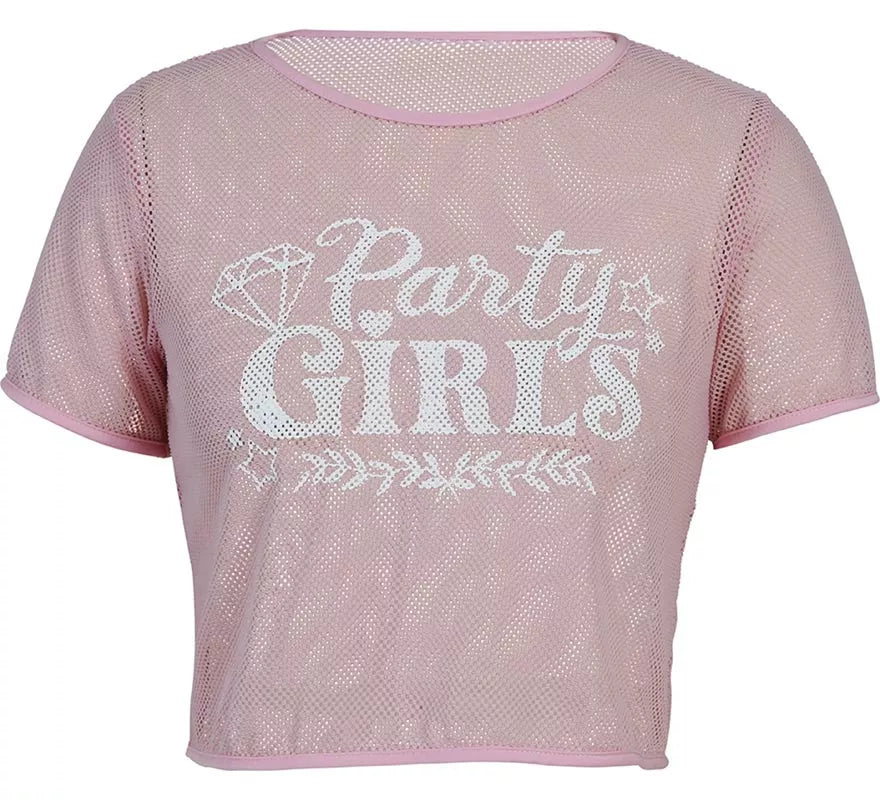 Camiseta de Rejilla Party Girls rosa para mujer