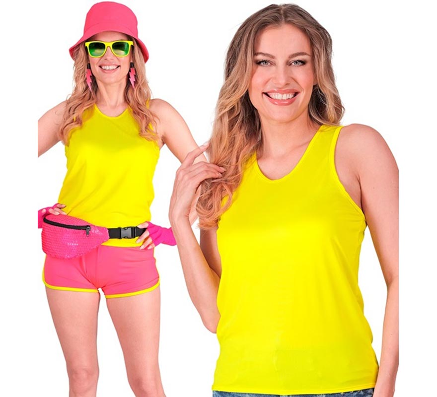Camiseta de Tirantes amarilla neón para mujer