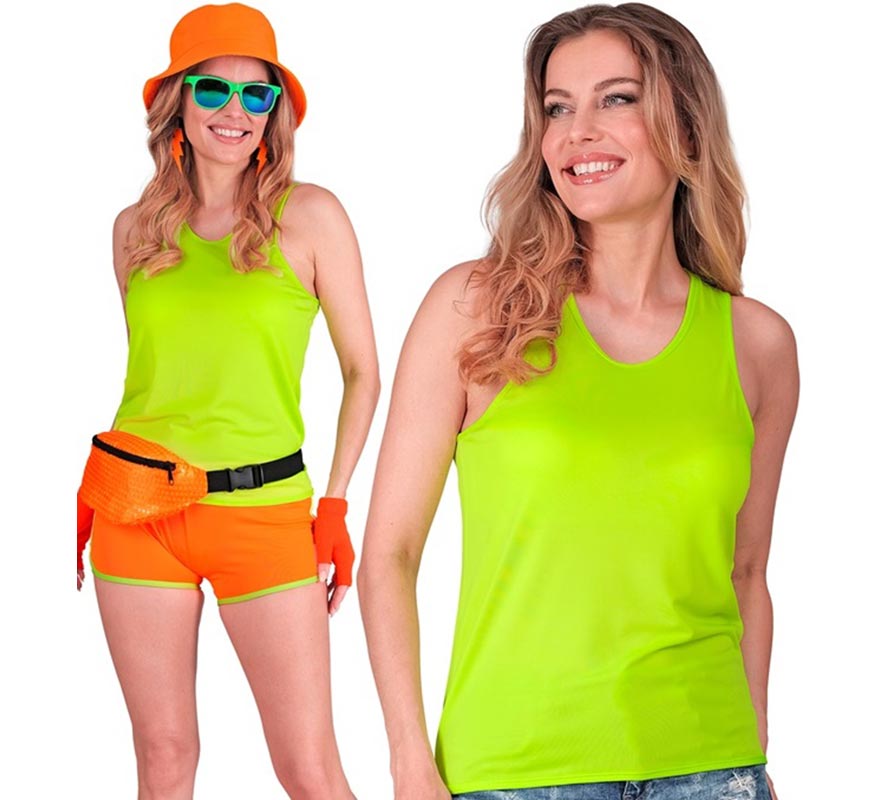 Camiseta de Tirantes verde neón para mujer