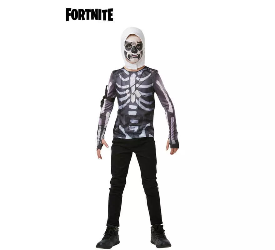 Camiseta Disfraz con Capucha Skull Trooper Fortnite para niño y adolescente