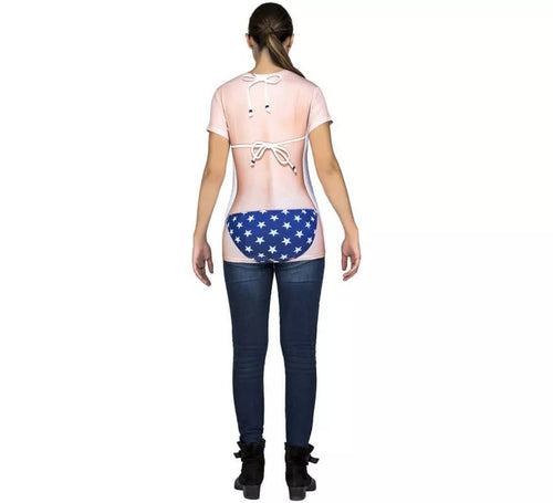 Camiseta disfraz de Americana en bikini para mujer