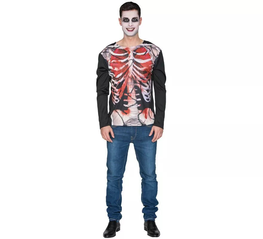 Camiseta Disfraz de Esqueleto Zombie para hombre