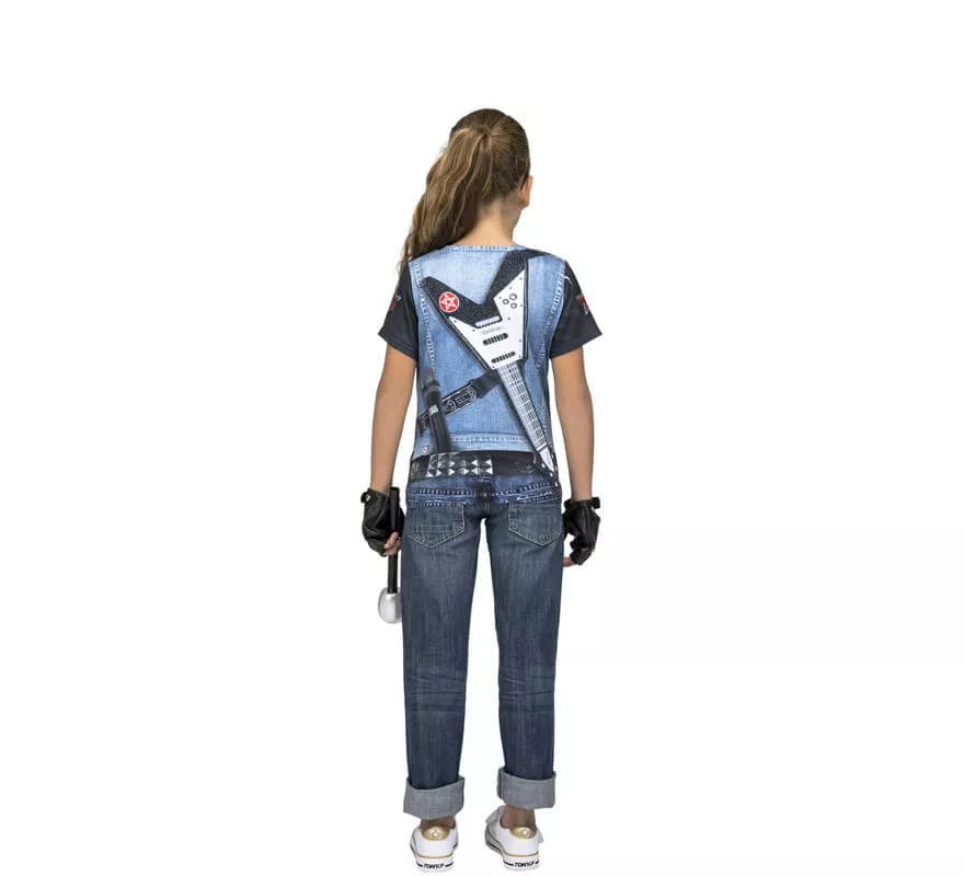 Camiseta disfraz de Rockera Esqueleto para niña