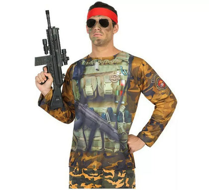 Camiseta disfraz de Soldado Camuflaje para hombre