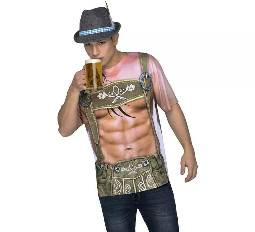 Camiseta disfraz de Tirolés Forzudo para hombre
