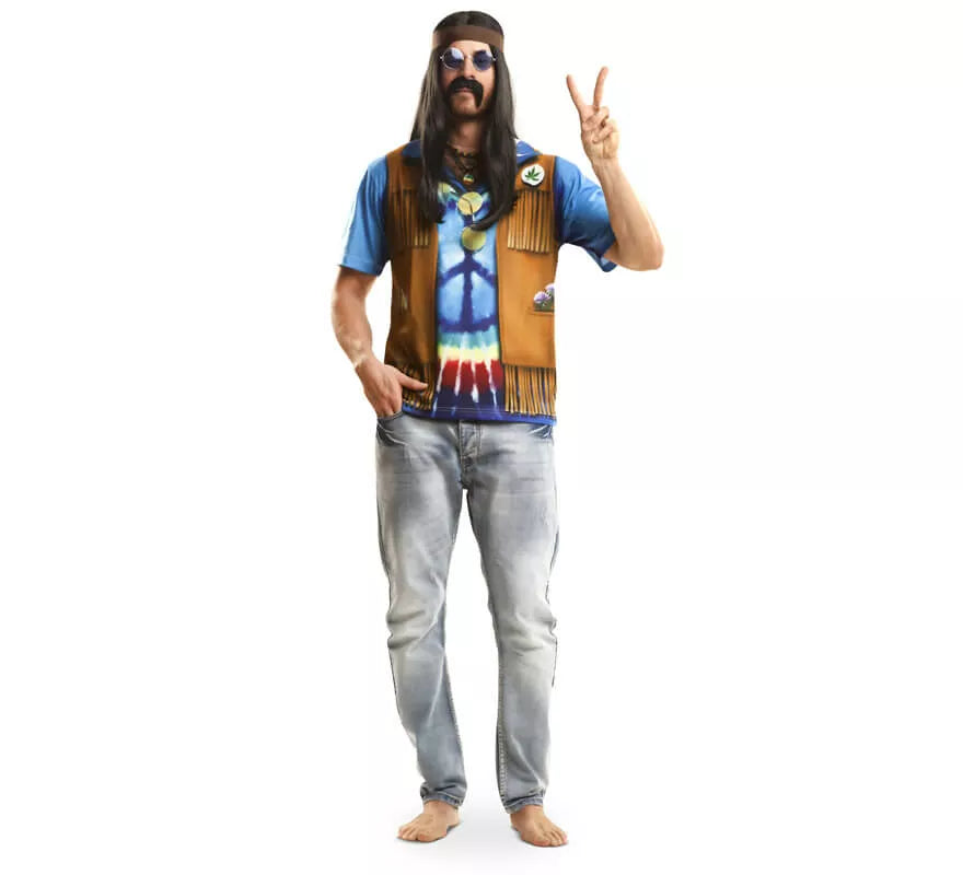 Camiseta disfraz hippie para hombre