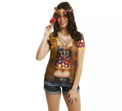 Camiseta disfraz hippie para mujer