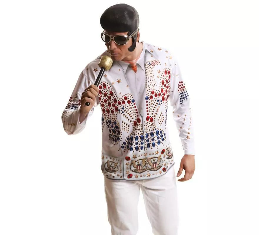 Camiseta disfraz rey del rock para hombre