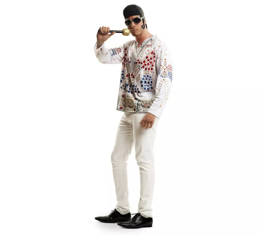Camiseta disfraz rey del rock para hombre