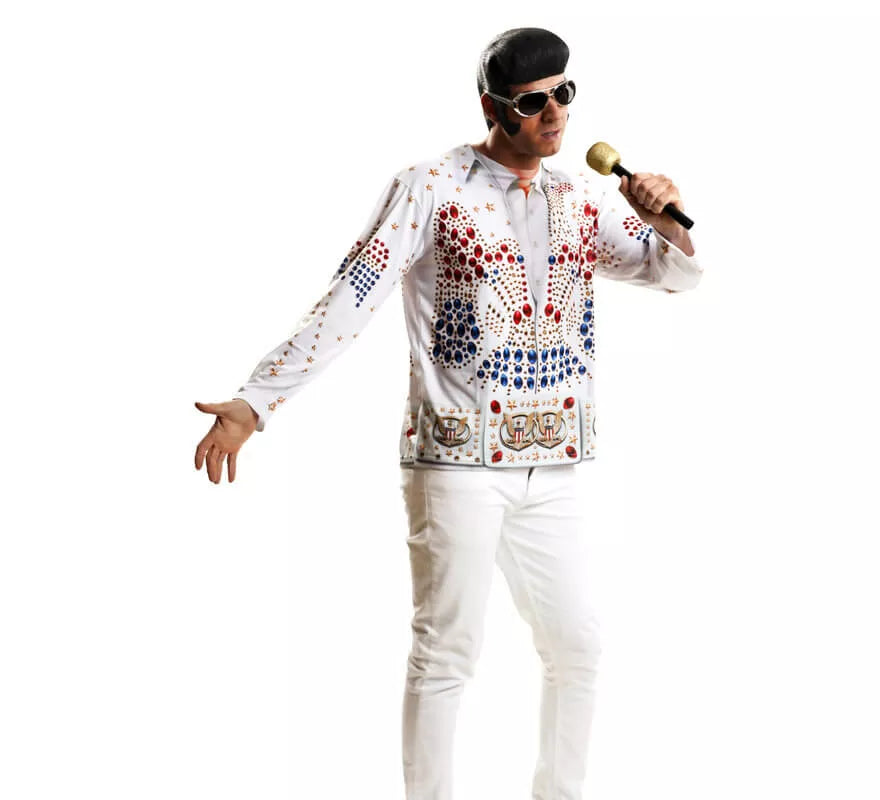Camiseta disfraz rey del rock para hombre