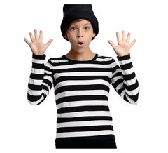 Mime or Prisoner T-shirt in black and white stripes for children