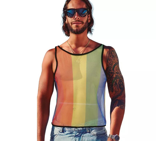 Camiseta Tirantes de Rejilla Arcoíris para hombre
