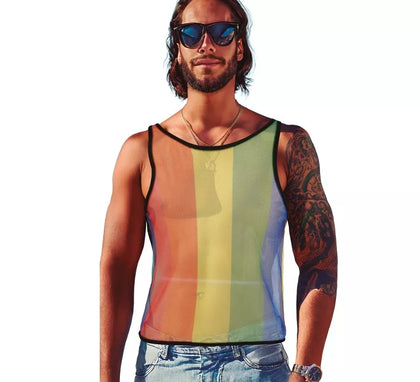 Camiseta Tirantes de Rejilla Arcoíris para hombre