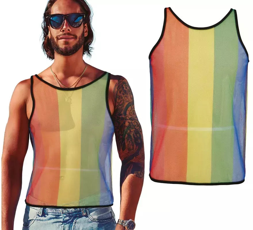 Camiseta Tirantes de Rejilla Arcoíris para hombre