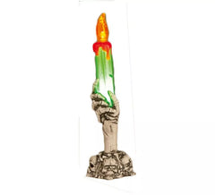 Candlestick with Skulls and Skeleton Hand 21 cm
